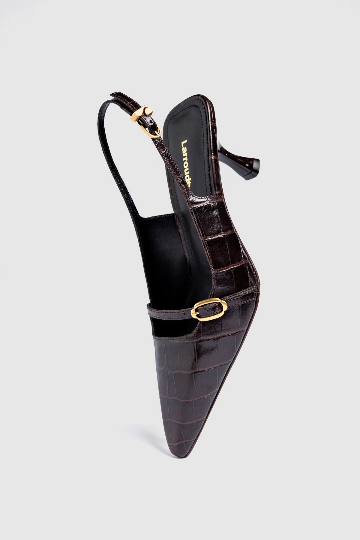 Ines Pump In Croco Brown Leather Essential Footwear