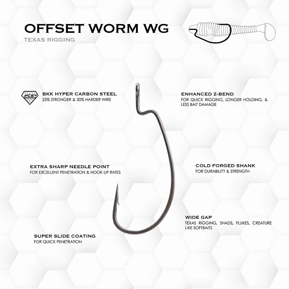 BKK Armor-Point Offset Wide Gap Worm Hooks