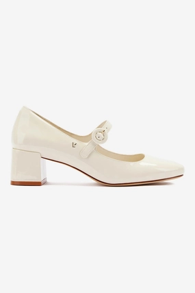 Sustainable Everyday Footwear Blair Block Pump In Ivory Patent