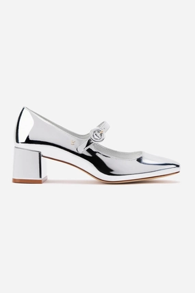 Casual Comfort Ergonomic Blair Block Pump In Silver Specchio