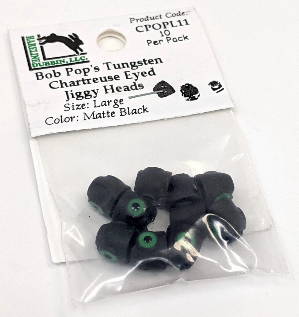 Bob Pop's Tungsten Chartreuse Eyed Jiggy Heads