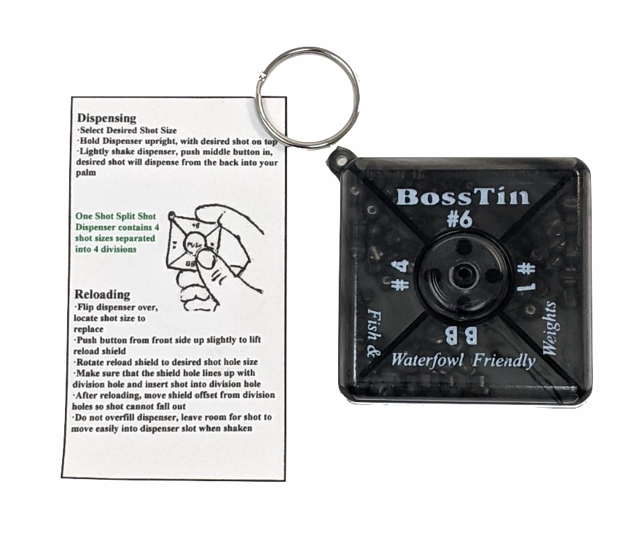 Boss Tin 1-Shot Dispenser Fly Fishing Sink Weight 4 Sizes
