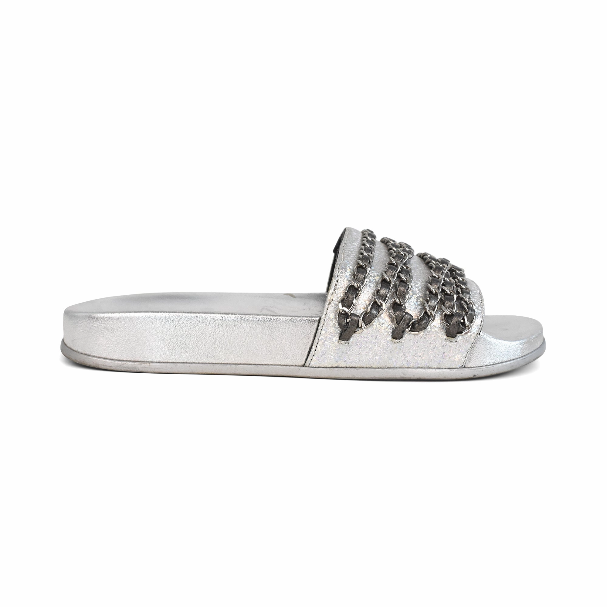 Flat Feet Shoes Chanel 'Chain' Slides - Women'S 37