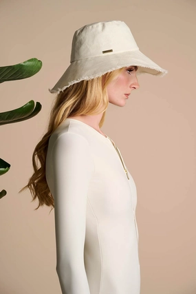 Charlotte Linen Fringe Sun Hat | Vanilla