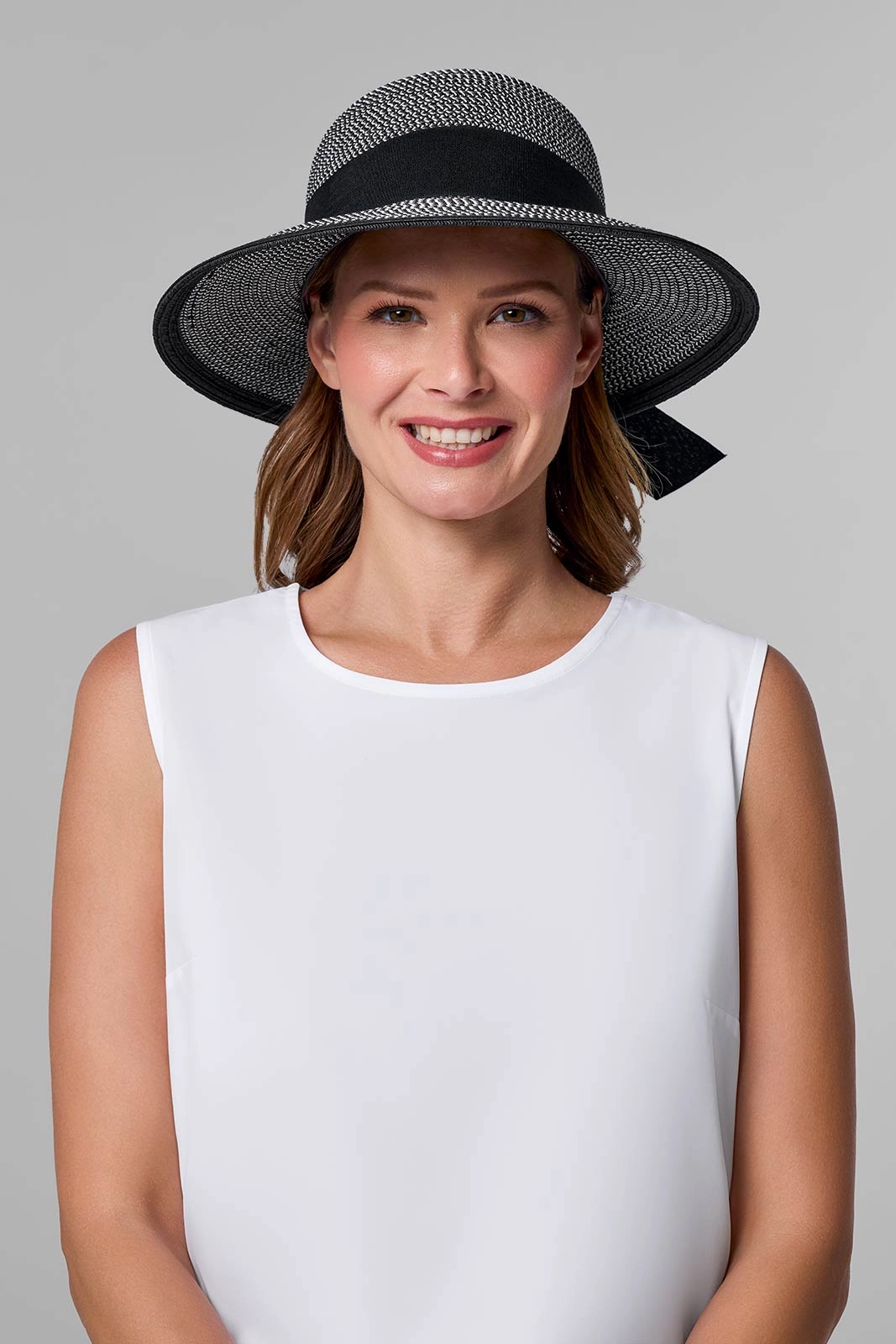 Clara Sun Hat | Black/Ivory Colorblock
