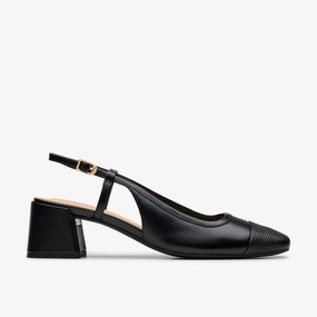 Clarks | Casual Shoes | Woman | Nyta45 Sling Black Combination Leather Modern Classic Supportive Shoes
