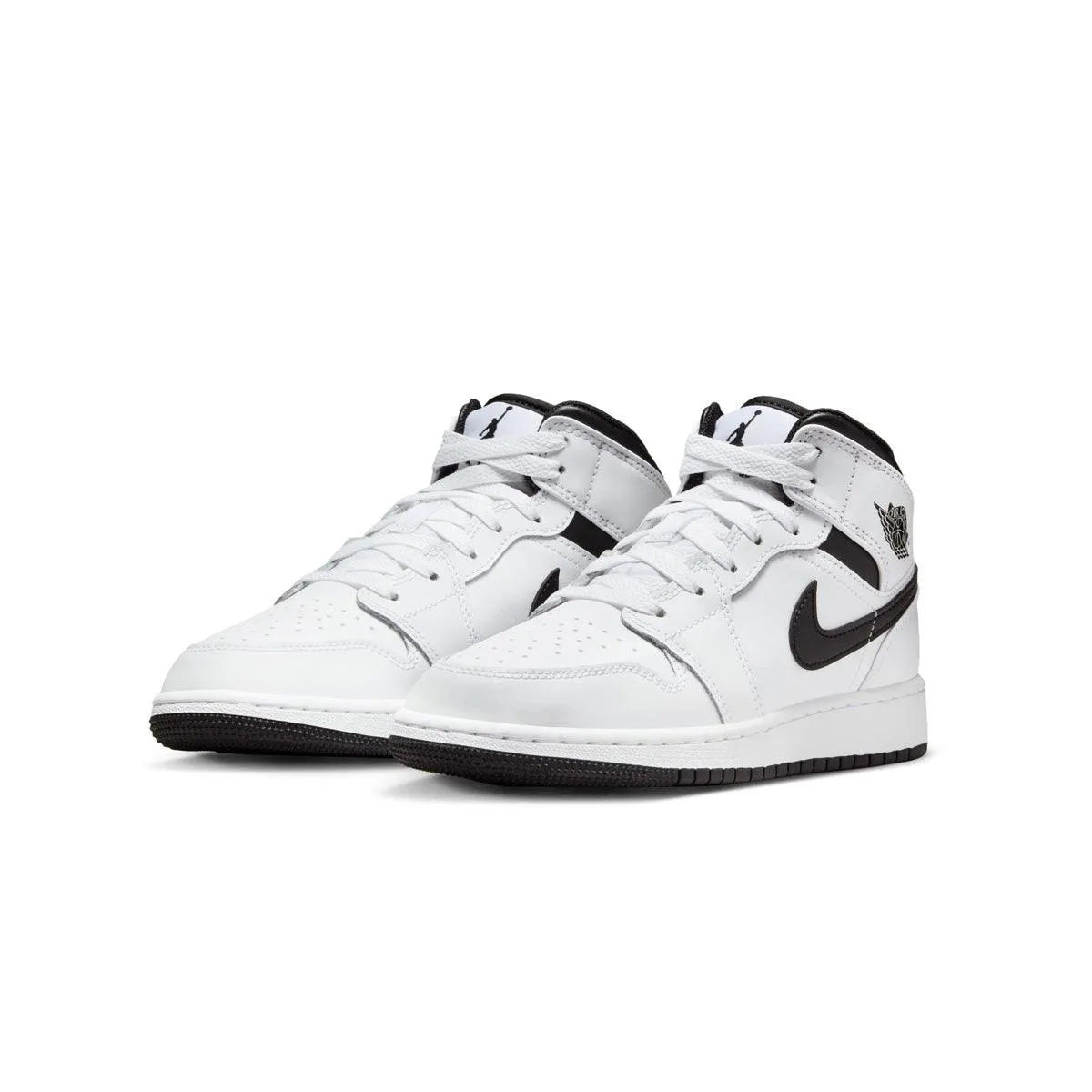Kids Air Jordan 1 Mid 'White' Rugged Sole Supportive Footwear