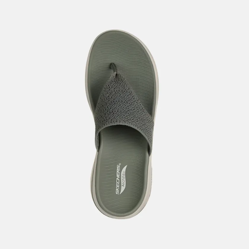 Skechers Go Walk Arch Fit Women'S Lifestyle Slippers  Olive Minimalist Shoes Standing Comfort
