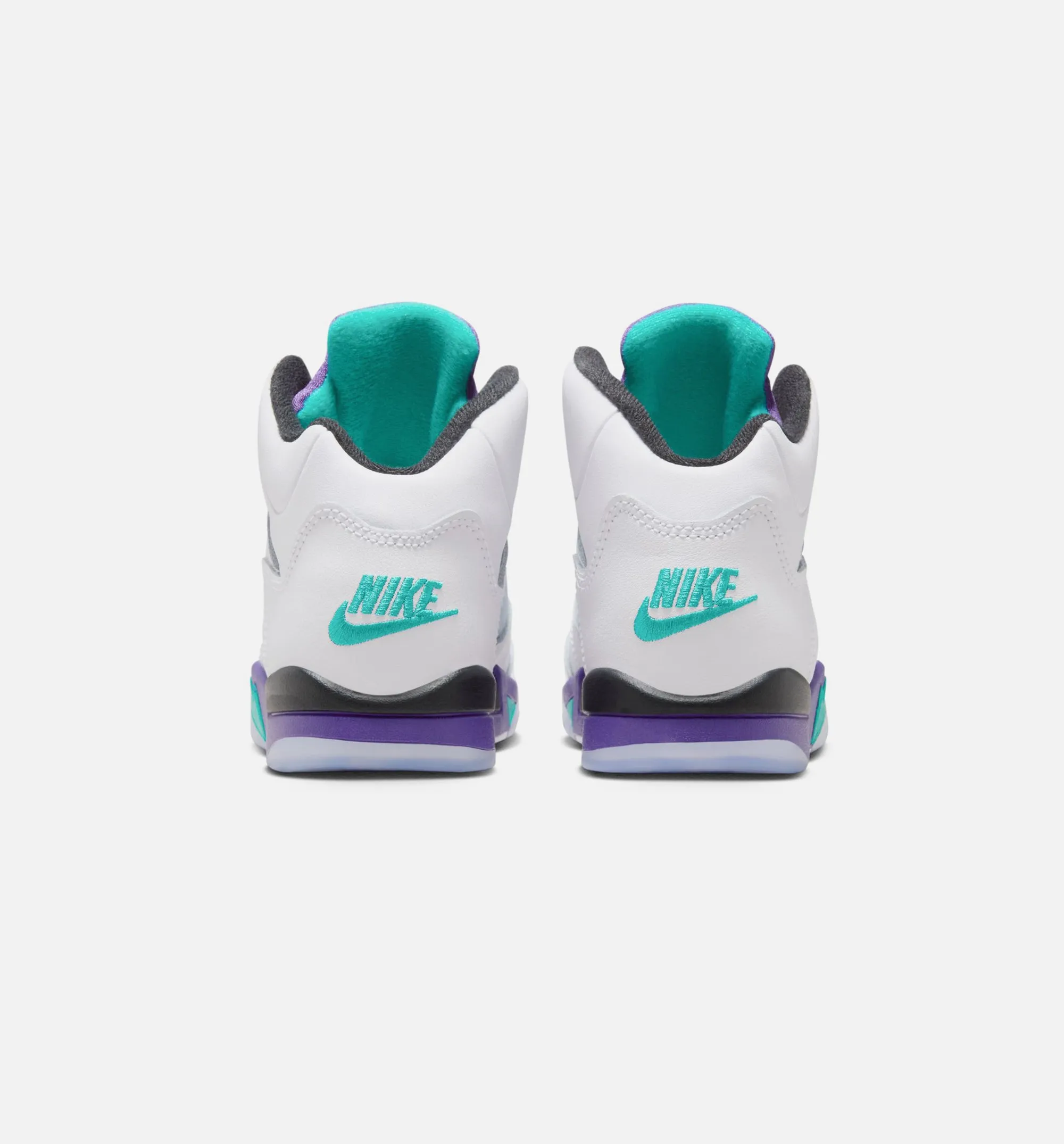 Cushioned Air Jordan 5 Retro Grape Preschool Lifestyle Shoe - White/New Emerald/ Grape Ice/Black