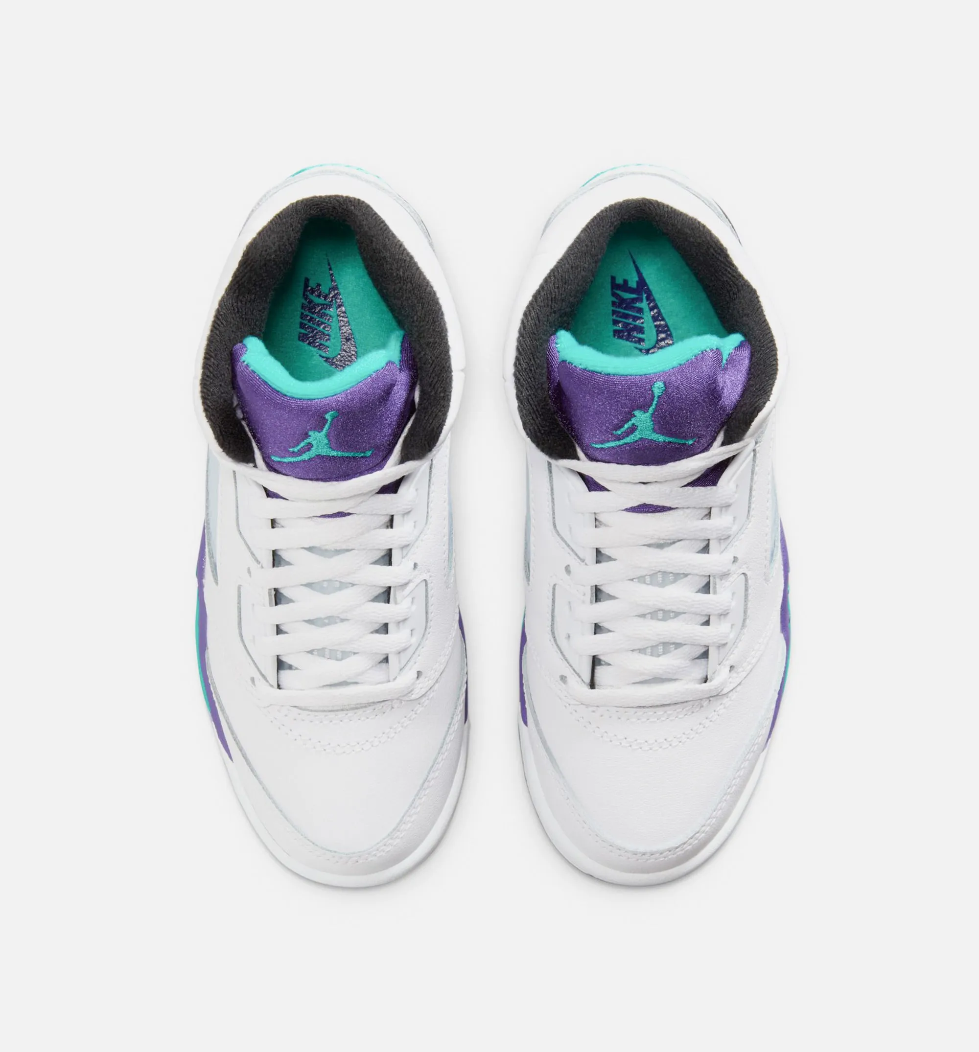 Air Jordan 5 Retro Grape Preschool Lifestyle Shoe - White/New Emerald/ Grape Ice/Black Statement Footwear