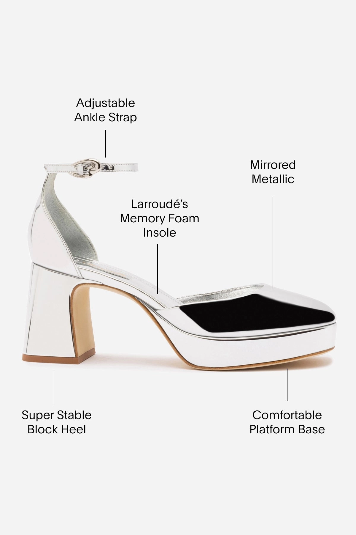 Ergonomic Sole Ari Verona Low Pump In Silver Specchio