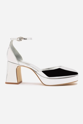 Easy On Off Modern Footwear Ari Verona Low Pump In Silver Specchio