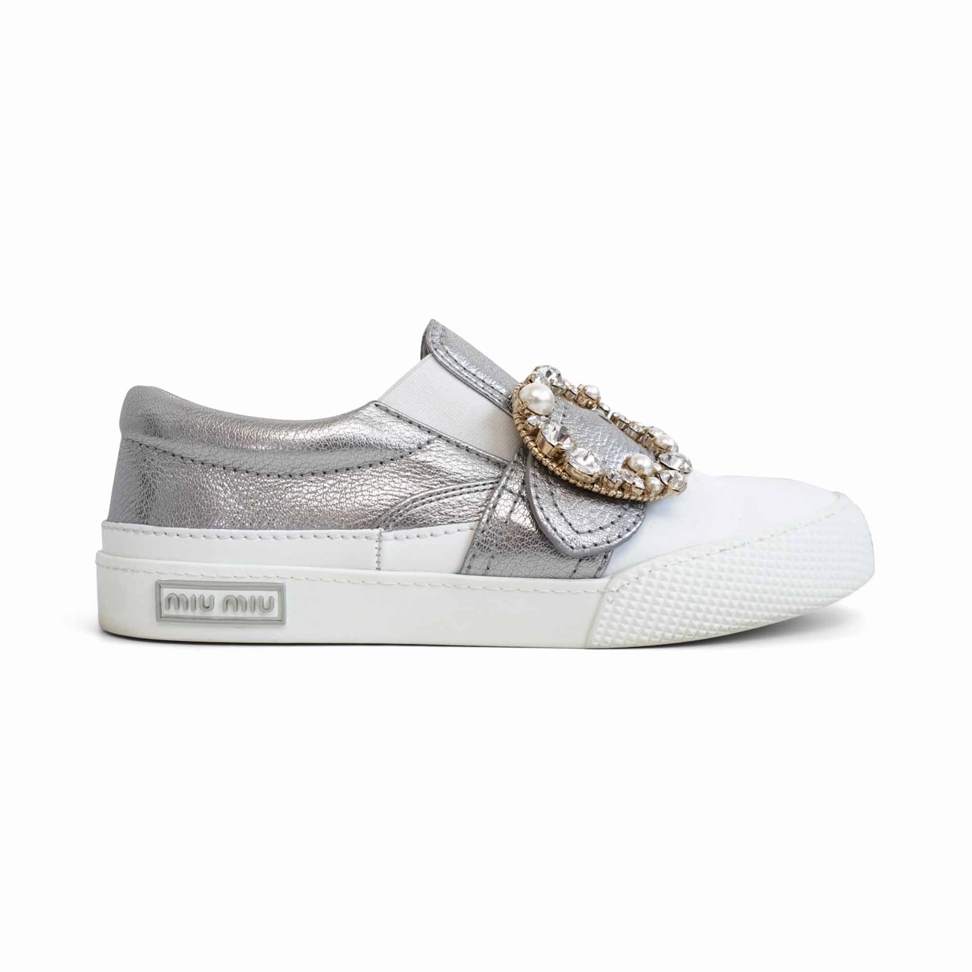 Miu Miu Crystal Buckle Sneakers - Women'S 37 Lightweight Shoes Supportive Shoes