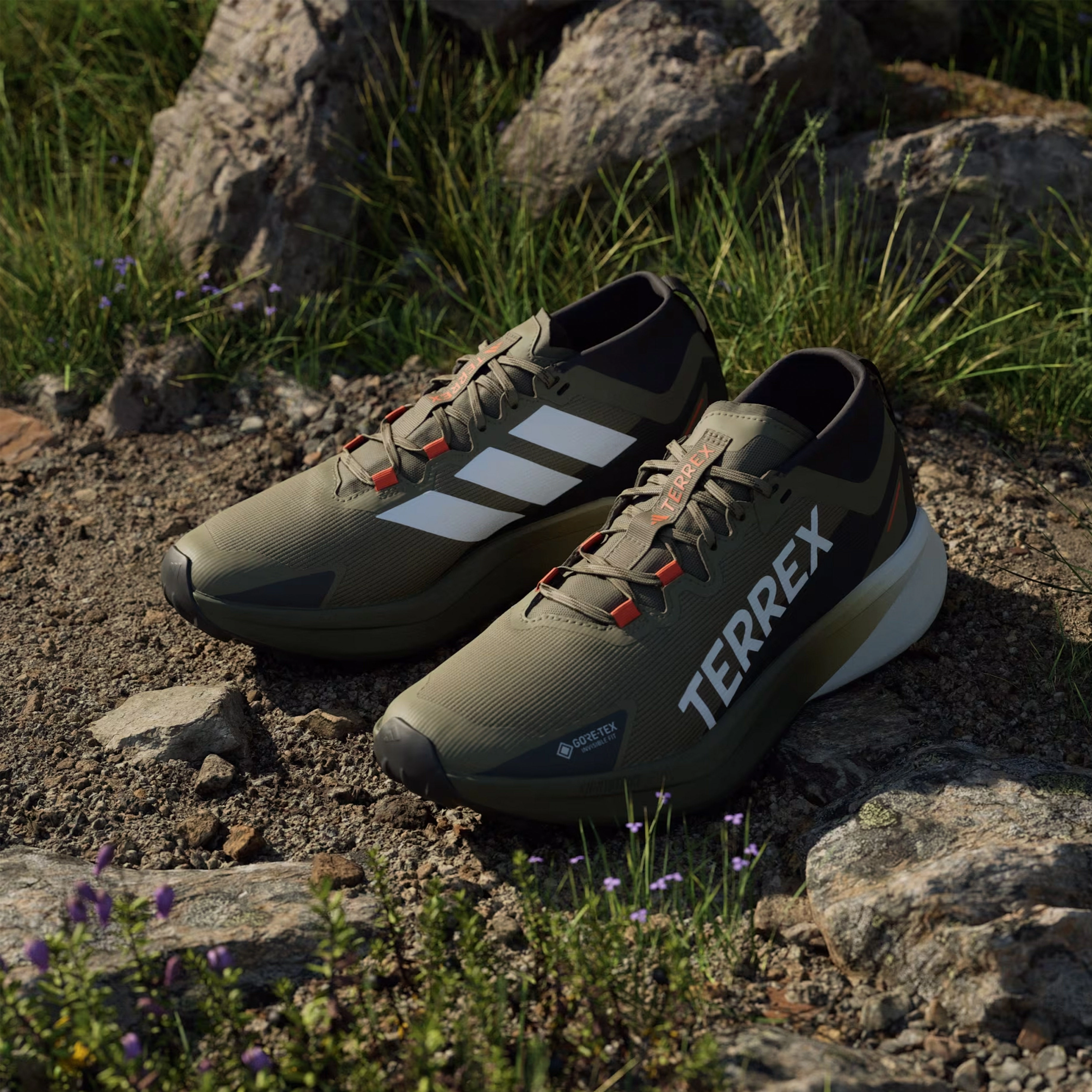 Lightweight Statement Footwear Adidas Terrex Trail Running Shoes Agravic Black / Green