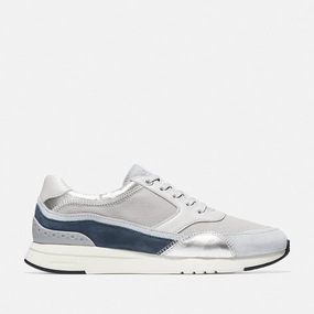 Comfortable Footwear Functional Footwear Cole Haan Grandpr? Downtown Runner Micro Chip/Sleet/Ombre Blue/Halogen Blue/Optic White Size 9.5