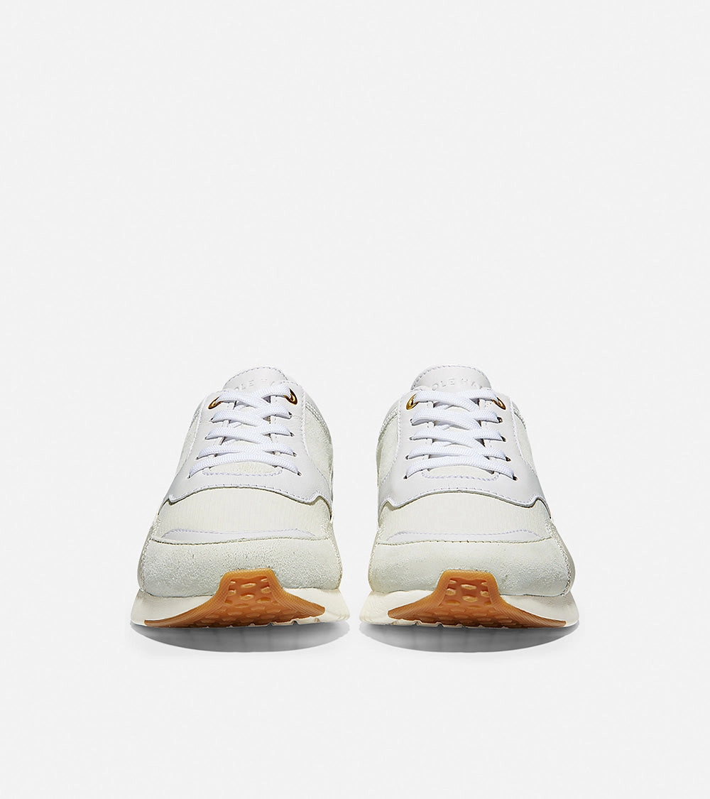 Cole Haan Grandpr? Downtown Runner White Leather/Moonlight Leather & Suede/Camel Nylon/Ivory Supportive