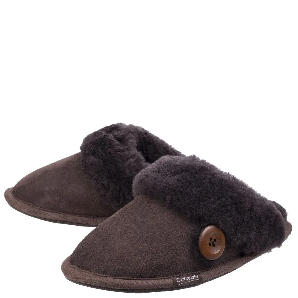 Cotswold Lechlade Sheepskin Mule Slipper Stylish Footwear Secure Fit