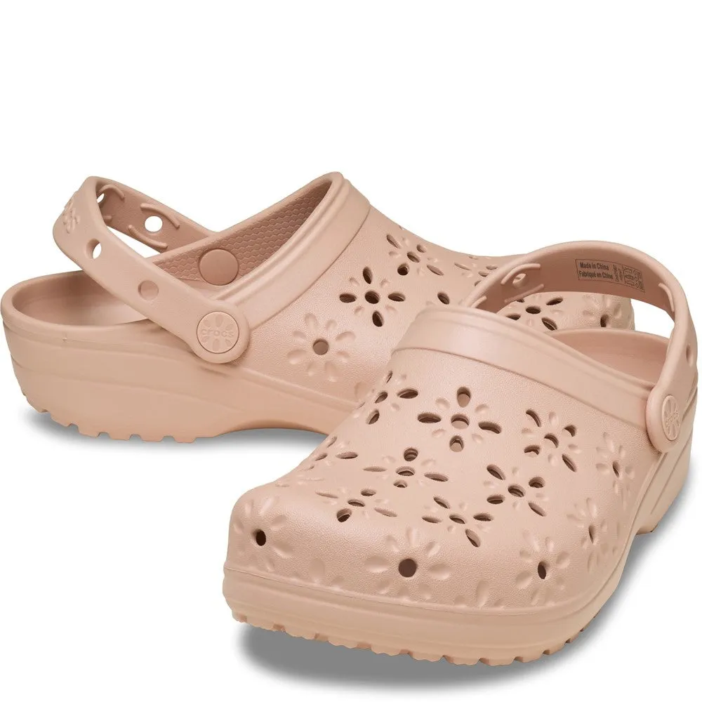 Canvas Shoes Comfortable Footwear Crocs Unisex Classic Floral Cut Out Clog