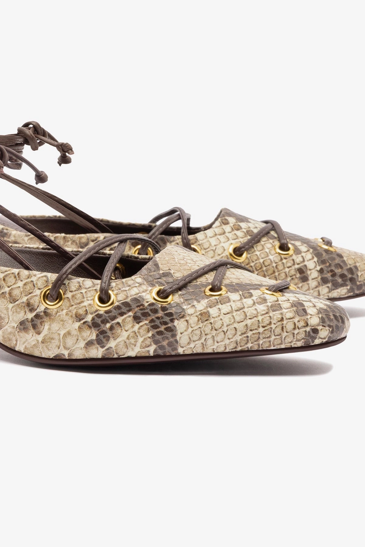 Slip Resistant Amal Lace Up Pump In Neutral Printed Snake