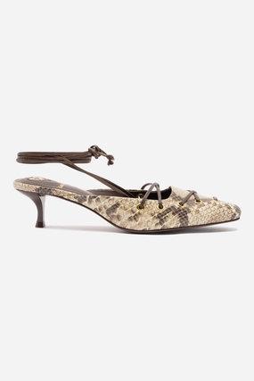 Amal Lace Up Pump In Neutral Printed Snake Easy On/Off