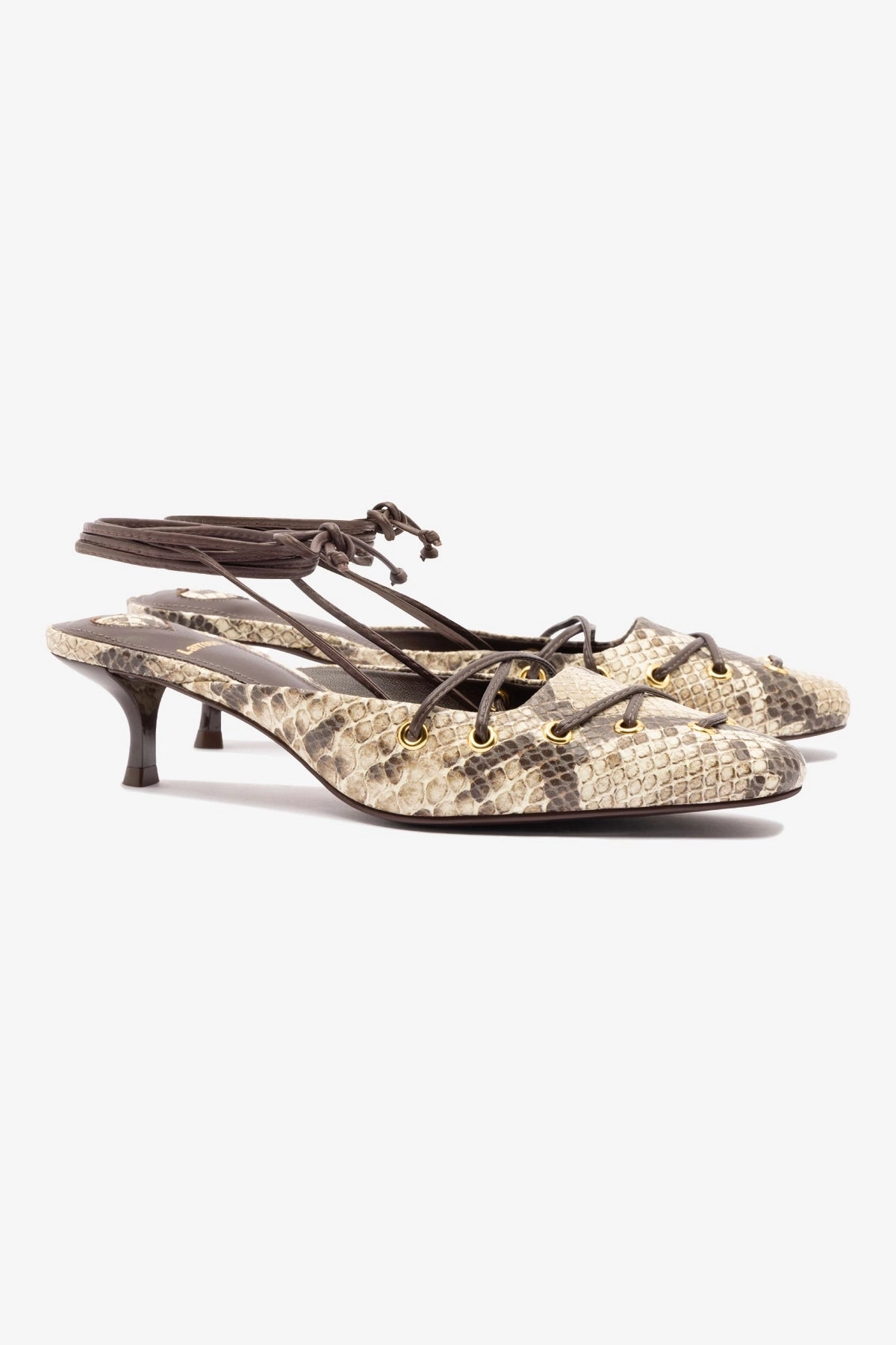 Amal Lace Up Pump In Neutral Printed Snake Fashion Sneakers Cushioned
