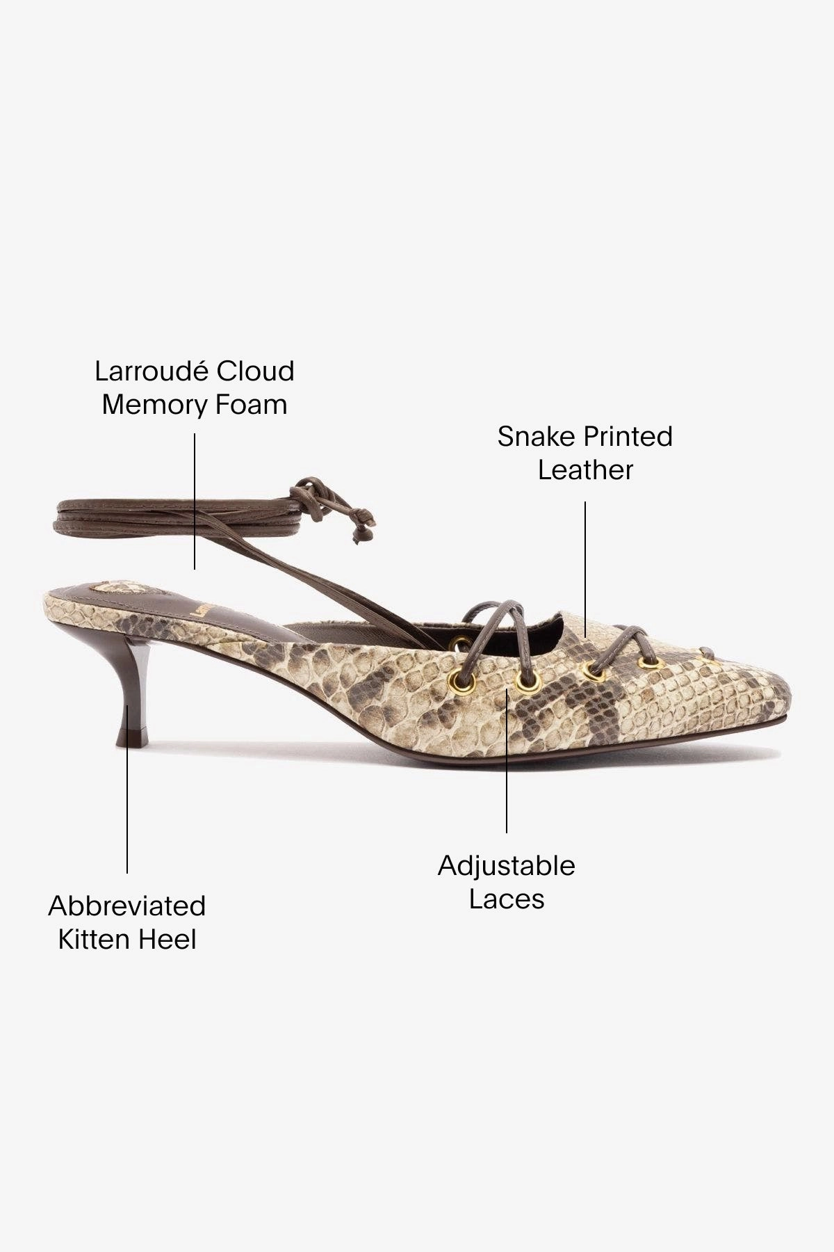 Amal Lace Up Pump In Neutral Printed Snake Travel Footwear Comfort Shoes