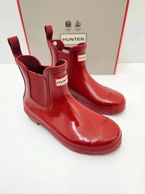 Hunter Women'S Original Gloss Chelsea Boots Military Red Wfs2078Rgl Mlr Flexible Pro Comfort