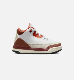 Flexible Grippy Traction Air Jordan 3 Retro Mars Stone Infant Toddler Lifestyle Shoe - White/Orange