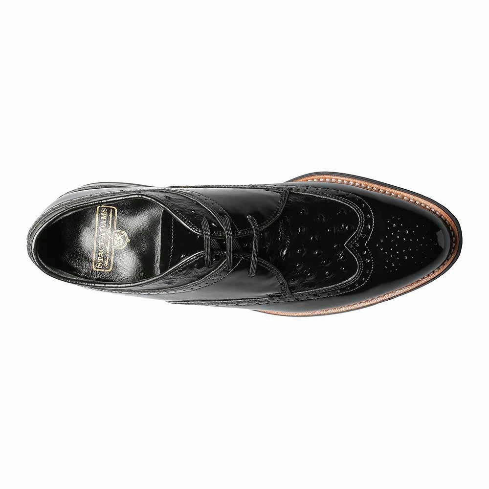 Premium Comfort Stacy Adams Dayton Black Ostrich Print Oxford