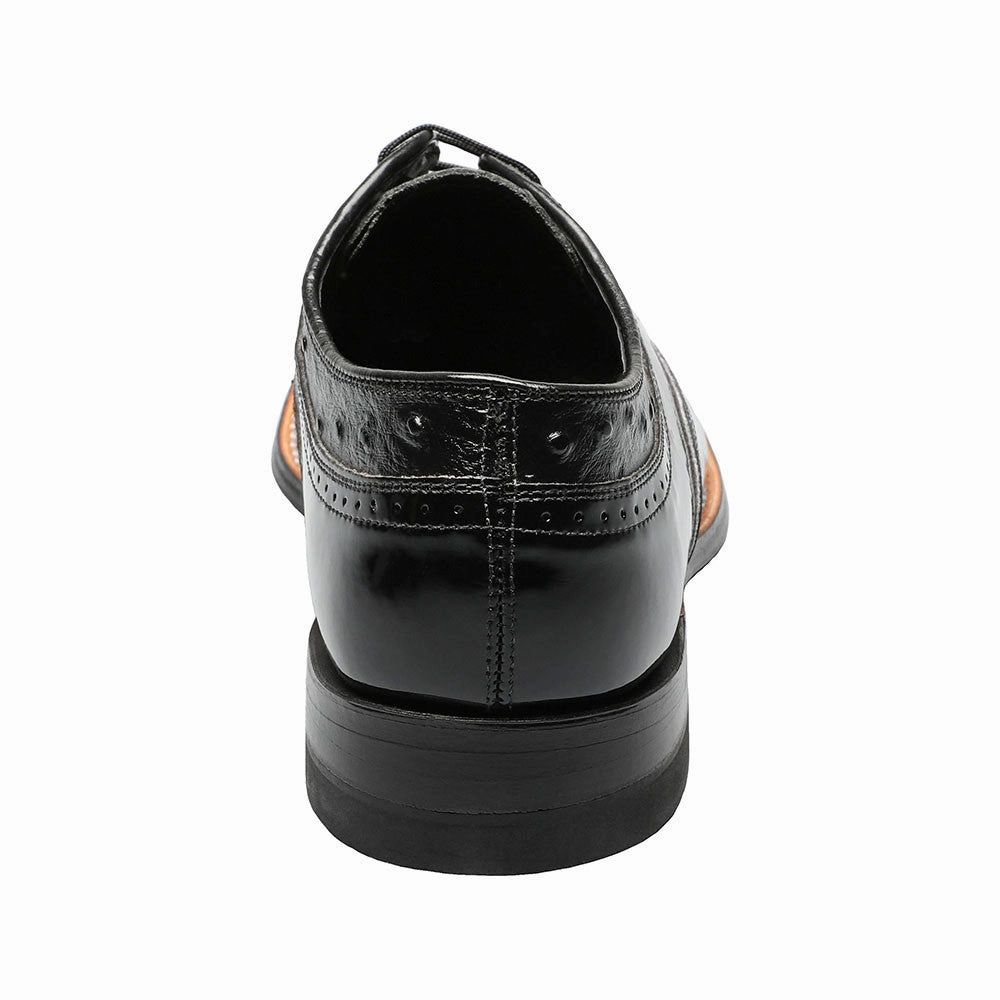 Stacy Adams Dayton Black Ostrich Print Oxford Durable Shoes