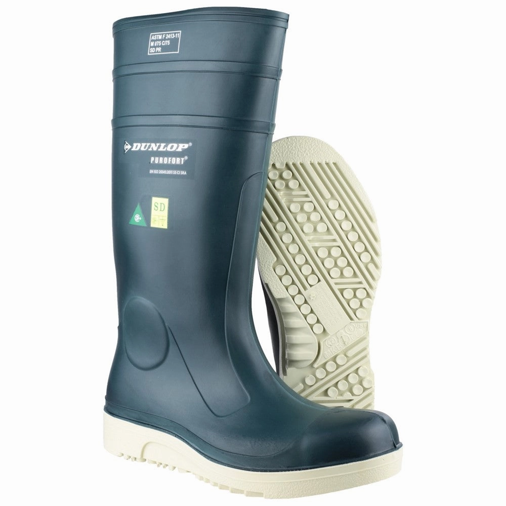 Dunlop Purofort Comfort Grip Full Safety Wellington Relaxed Fit Footwear Eco Friendly