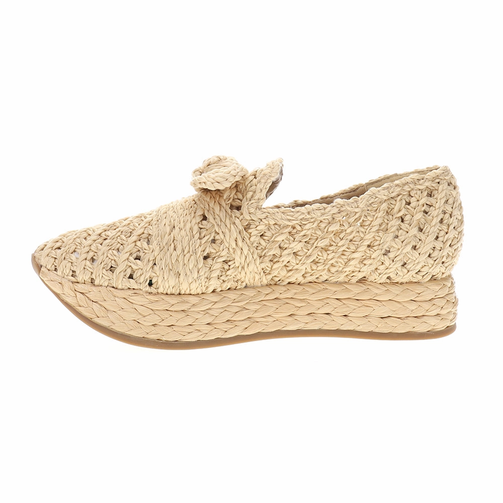Comfort Heel Supportive Shoes Espanola Raffia Platform Loafers
