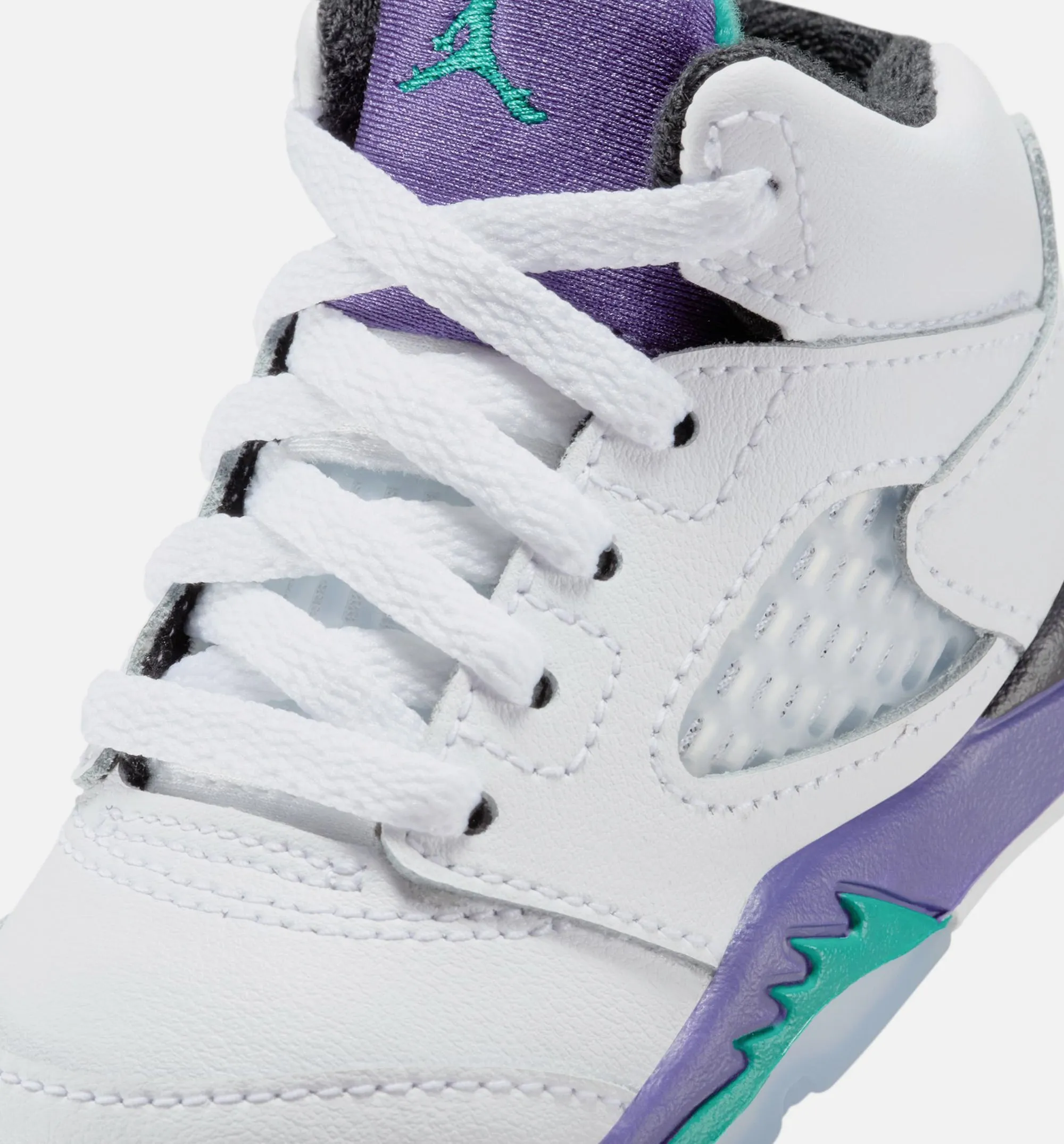 Rugged Sole Air Jordan 5 Retro Grape Infant Toddler Lifestyle Shoe - White/New Emerald/Grape Ice/Black