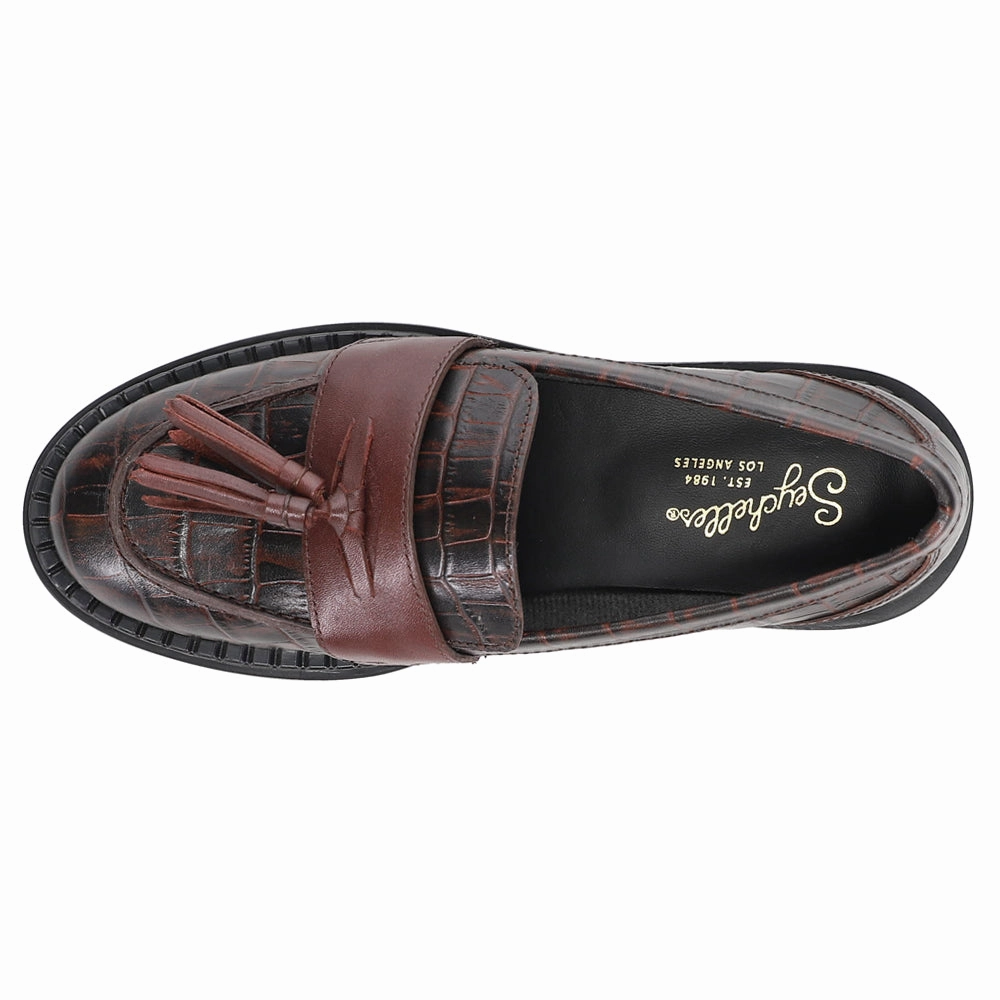 Final Call Croc Embossed Penny Loafers Flexible Essential Footwear