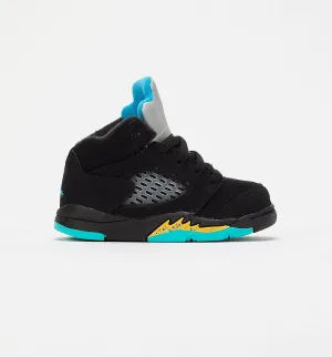 Non Slip Classic Sneakers Air Jordan 5 Retro Aqua Infant Toddler Lifestyle Shoe - Black/Aqua