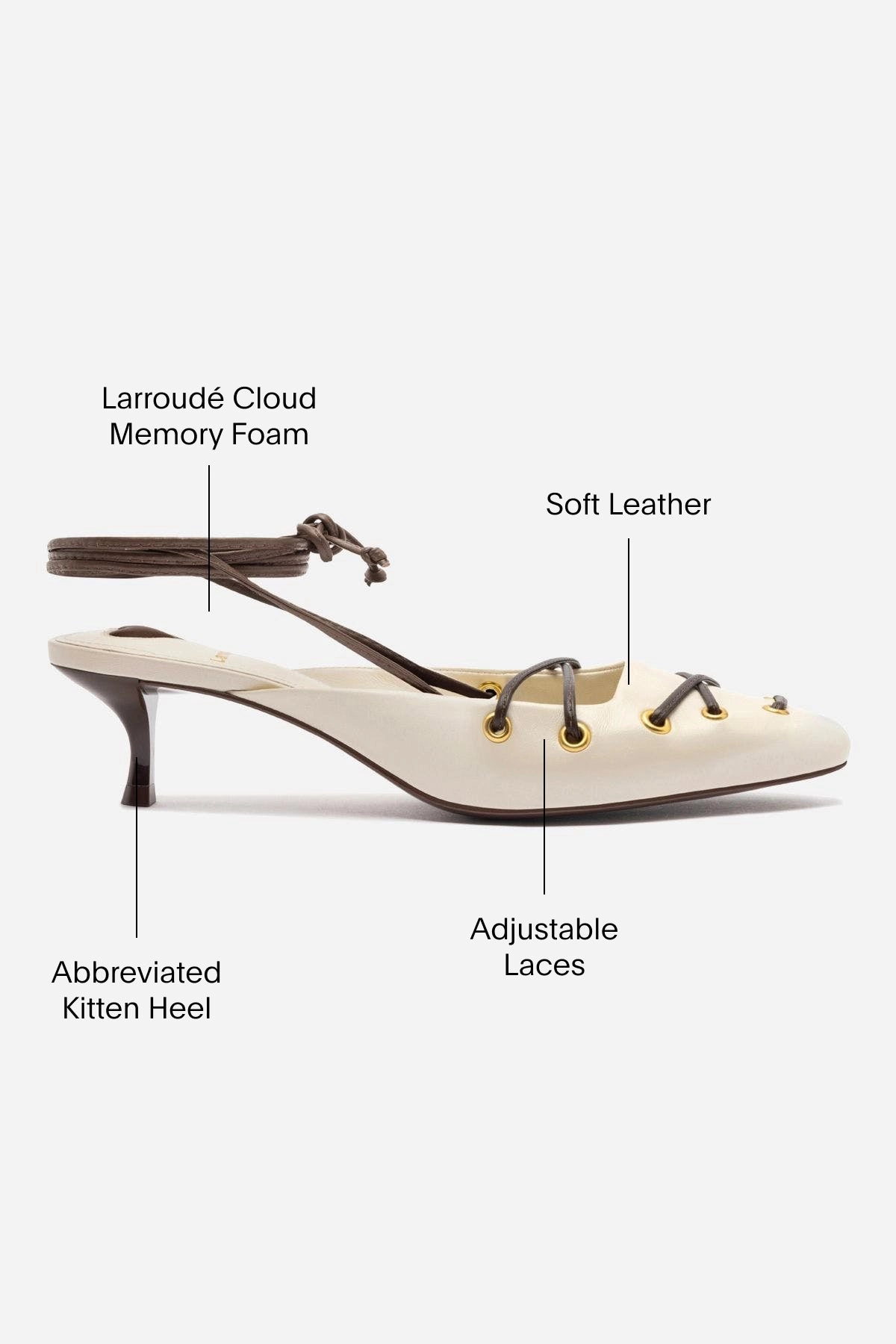 Amal Lace Up Pump In Ivory Leather Supportive