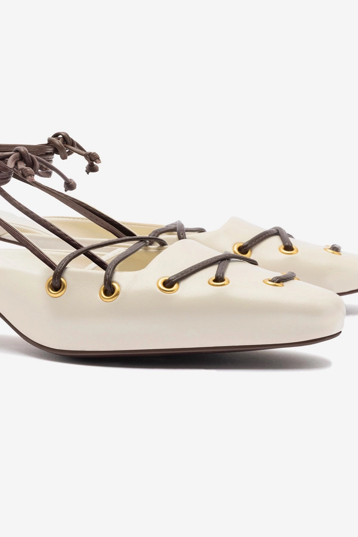 Leather Shoes Amal Lace Up Pump In Ivory Leather