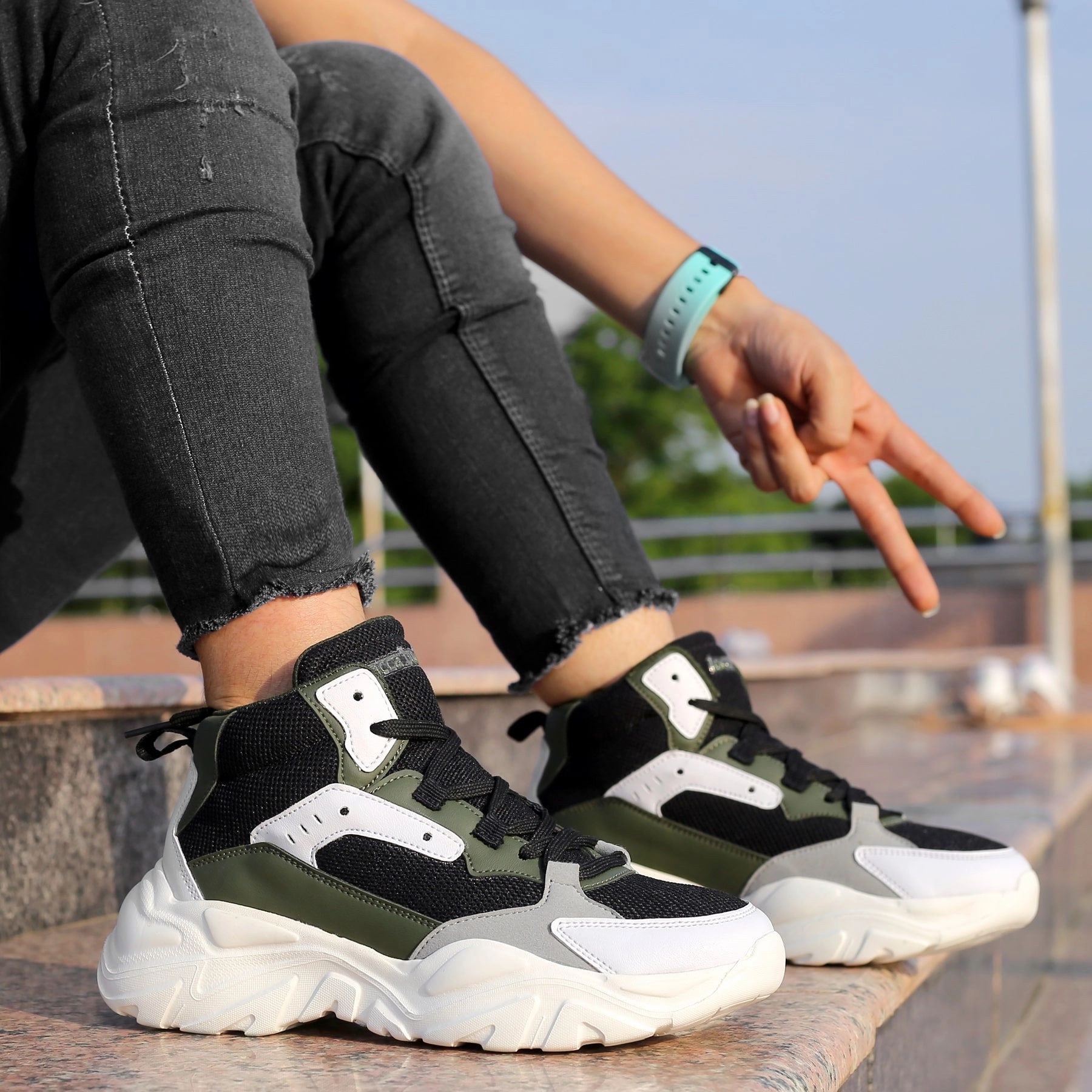 Unisex Shoes Bacca Bucci Nyra Mid-Top Platform Fashion Sneakers For Women | Streetwear Chunky Sneakers