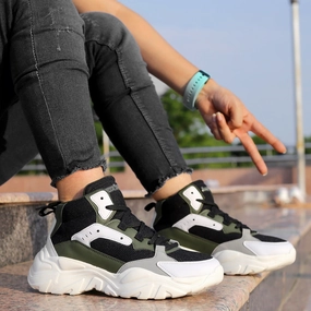 Recycled Materials Bacca Bucci Nyra Mid-Top Platform Fashion Sneakers For Women | Streetwear Chunky Sneakers