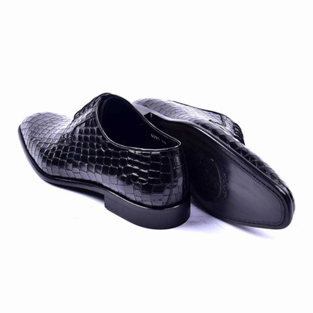 Corrente Bishop Black Crocodile Printed Calfskin Lace-Up Derby For Men Essential Footwear Urban