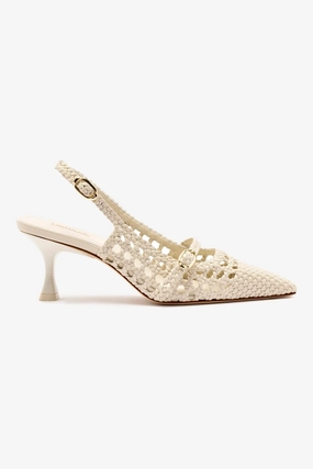Ines Macrame Pump In Ivory Leather Travel Footwear Odor Resistant