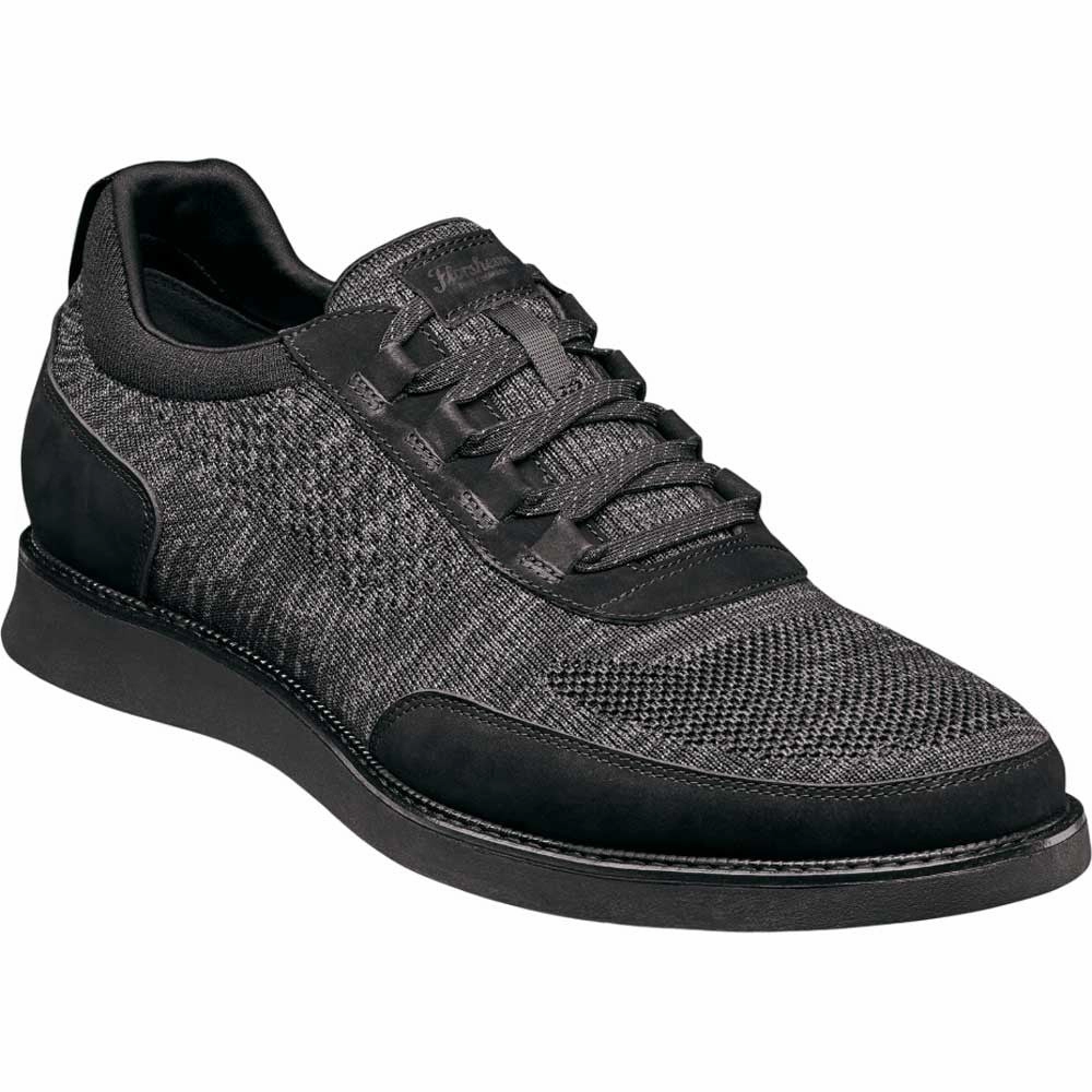 Florsheim Launch Black Knit Elastic Lace Moc Toe Slip On Men'S Shoes Rugged Lightweight Shoes