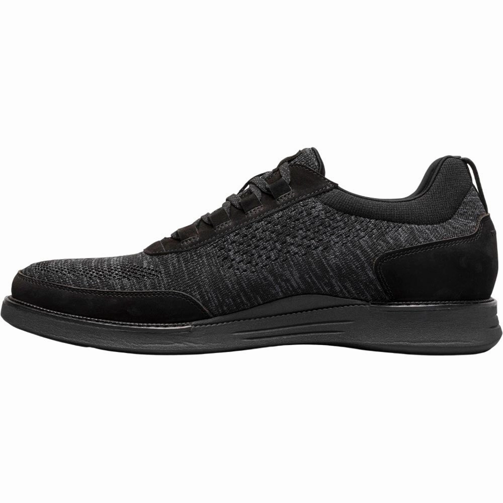 Florsheim Launch Black Knit Elastic Lace Moc Toe Slip On Men'S Shoes Chic Footwear Machine Washable