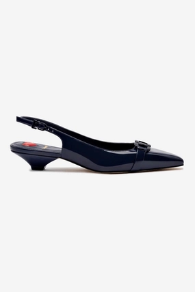 Franca Pump In Navy Patent Leather Relaxed Fit Footwear