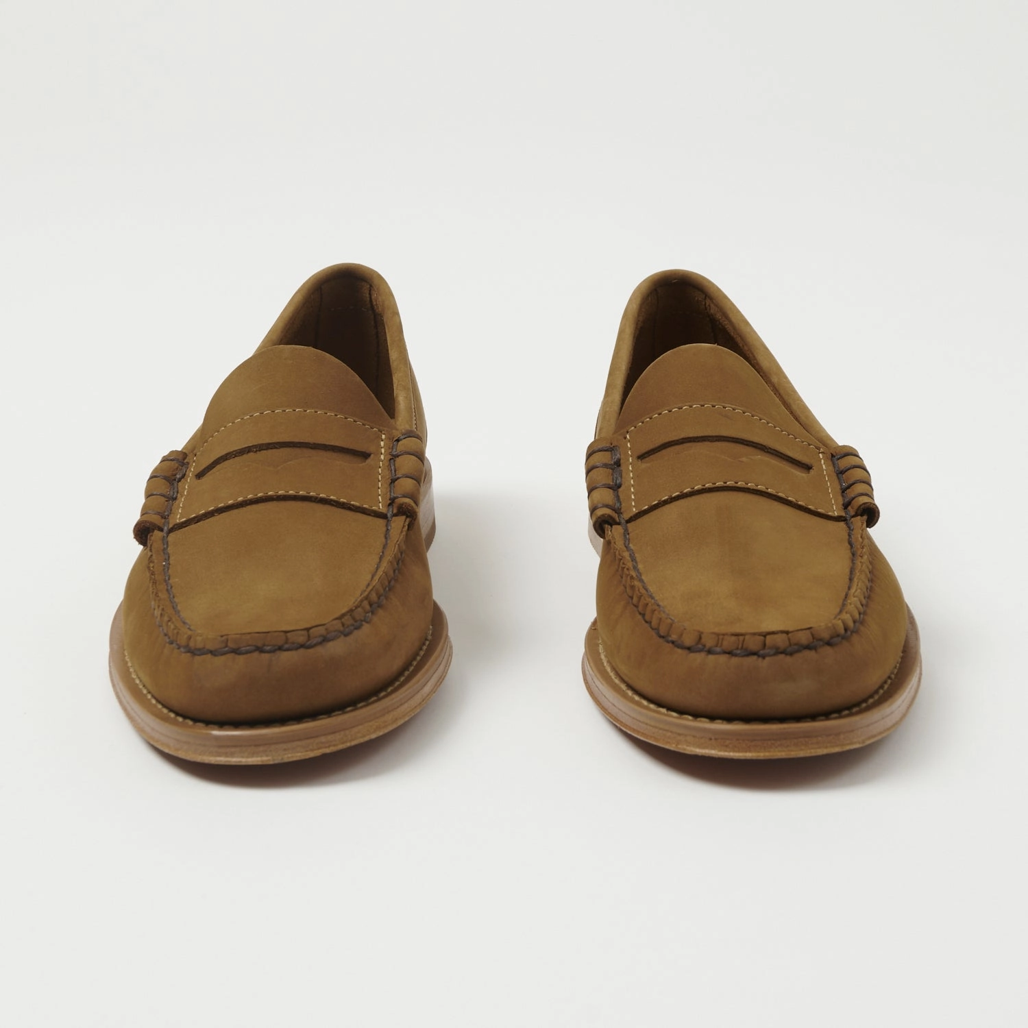 G.H. Bass Weejun Larson Moc Penny Loafer - Tan Nubuck Comfort Sole