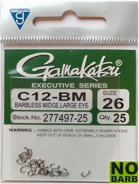 Gamakatsu C12BM Barbless Midge Hook 25 pack