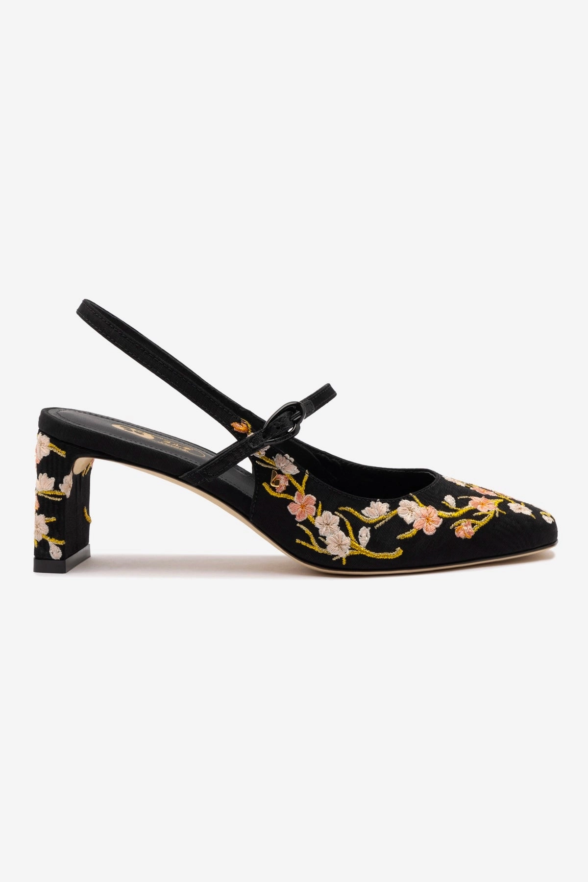Georgina Pump In Black Sakura Printed Fabric Non Slip Chic Footwear