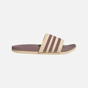 Adidas Adilette Comfort Slides-Purple/Sand Strata Cushioned Insoles