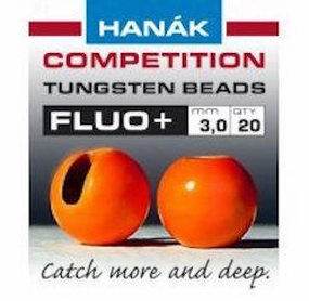 Hanak Fluo  Slotted Tungsten Beads 20 pack