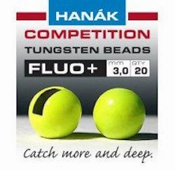 Hanak Fluo  Slotted Tungsten Beads 20 pack
